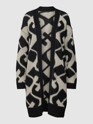 Longcardigan mit Allover-Muster von comma Schwarz - 11