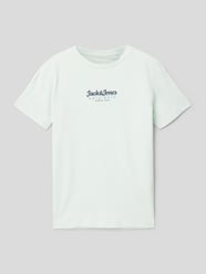 T-Shirt mit Label-Print Modell 'WALKER' von Jack & Jones Blau - 6