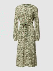 Midi-jurk van viscose met tailleband, model 'Dunala' van ICHI Groen - 29