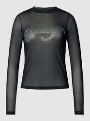 Semi-transparant shirt met lange mouwen en labelopschrift van strass-steentjes, model 'RAHEEM' van Juicy Couture - 3