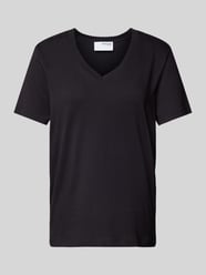 T-Shirt mit V-Ausschnitt Modell 'ESSENTIAL' von Selected Femme Schwarz - 5
