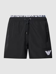 Badehose mit elastischem Logo-Bund Modell 'Double' von Emporio Armani Schwarz - 42