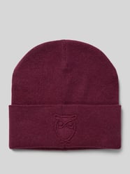 Beanie met labeldetail van Knowledge Cotton Apparel Bordeaux - 6