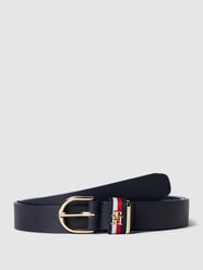 Pasek skórzany z detalami z logo od Tommy Hilfiger Niebieski - 17