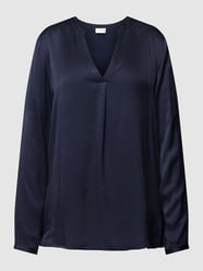 Blusenshirt aus Viskose mit Tunikakragen Modell 'PLEAT' von Milano Italy Blau - 41