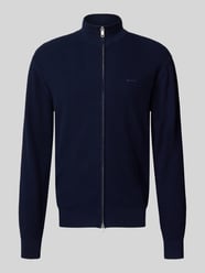 Regular Fit Strickjacke aus Baumwoll-Woll-Mix Modell 'HERRINGBONE TEXTURE ZIP' von GANT - 5