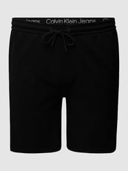 PLUS SIZE sweatshorts met galonstrepen van Calvin Klein Jeans Plus Zwart - 14