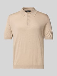 Koszulka polo jedwabna o kroju slim fit z prążkowanymi wykończeniami od GRAN SASSO - 4