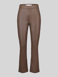 Wide leg kunstleren broek van viscosemix model 'MACY' van Raffaello Rossi Beige - 8