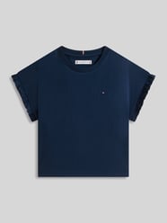 t-shirt o kroju relaxed fit z mieszanki bawełny z detalami w stylu falban od Tommy Hilfiger Teens - 4