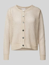 Leinencardigan mit Lochmuster von Hemisphere Beige - 14