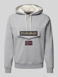 Hoodie met labelpatch, model 'BURGEE' van Napapijri Grijs / zwart - 46