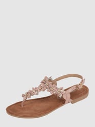 Teenslippers met bloemenapplicaties van Marco Tozzi Roze - 18
