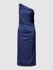 Abendkleid mit Raffungen von Unique Blau - 27