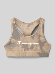 slim fit sport-bh met logoprint van Champion Beige - 31