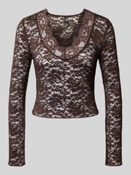 Slim Fit Langarmshirt in Spitzen-Mesh-Optik Modell 'NIKKA' von ONLY - 35