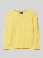 Strickpullover mit Logo-Stitching von Polo Ralph Lauren Kids Gelb - 6