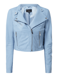 Leren jack met ritszakken, model 'Gaga' van Studio AR Blauw / turquoise - 19