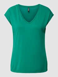 T-shirt met V-hals, model 'KAMALA' van Pieces Groen - 15