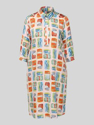 Knie-lange overhemdjurk van viscose in all-over look van Milano Italy - 31