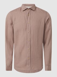 Koszula lniana o kroju slim fit od Fil Noir Brązowy - 17