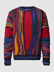 Gebreide pullover met structuurmotief van CARLO COLUCCI Rood - 34