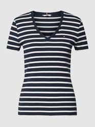 T-shirt o kroju slim fit z wzorem w paski od Tommy Hilfiger Niebieski - 5