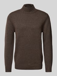 Gebreide pullover met ribboorden van Profuomo Bruin - 9