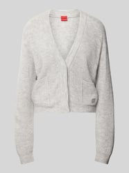 Gebreide cardigan met labelstitching, model 'Sarendety' van HUGO Grijs / zwart - 33