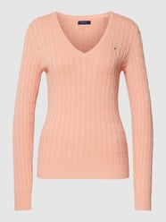 Gebreide pullover met kabelpatroon van Gant Oranje - 13