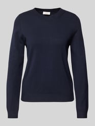 Cropped Strickpullover aus Viskose-Mix mit geripptem Rundhalsausschnitt von s.Oliver RED LABEL Blau - 39