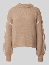 Relaxed Fit Strickpullover mit Kontrast-Detail Modell 'FENG' von Vero Moda Braun - 1