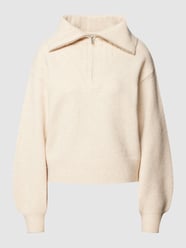 Strickpullover mit kurzem Reißverschluss von moves Beige - 35