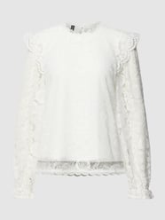 Kanten blouse met ruches, model 'COLLINE' van Pieces Wit - 45