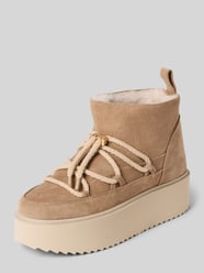 Boots van leer met plateauzool model 'CLASSIC LOW PLATFORM' van INUIKII Beige - 3