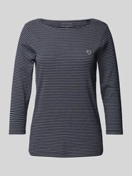 Regular Fit Langarmshirt mit Baumwolle und Streifenmuster von Tom Tailor Blau - 16