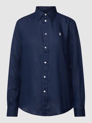 Bluzka z lnu z wyhaftowanym logo od Polo Ralph Lauren Niebieski - 19