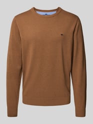 Sweter z dzianiny z wyhaftowanym logo od Fynch-Hatton Brązowy - 30