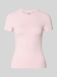 Slim Fit t-shirt met ronde hals model 'LULA' van PIECES Fuchsia - 46