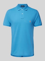 Custom Slim Fit Poloshirt mit Label-Stitching von Polo Ralph Lauren Blau - 47