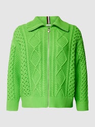 PLUS SIZE Strickjacke mit Zopfmuster Modell 'CABLE' von Tommy Hilfiger Curve Grün - 5