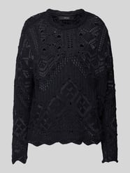 Cropped Strickpullover mit Lochstrickmuster Modell 'KENIA' von Vero Moda Schwarz - 17