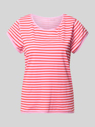 t-shirt z wzorem w paski i okrągłym dekoltem od Christian Berg Woman Fuksjowy - 35