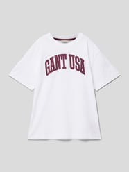 Oversized T-shirt met labelprint van Gant Wit - 44