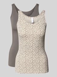 slim fit top met all-over dierenprint in set van 2 van SKINY Beige - 5