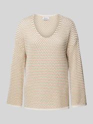 Strickpullover mit Viskose-Anteil und Strukturmuster von Be Pure Dutch Beige - 1