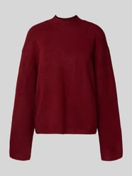 Gebreide pullover met opstaande kraag en extra brede schouders van Jake*s Casual Bordeaux - 32