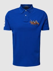 Custom Slim Fit Poloshirt mit Motiv-Stitching von Polo Ralph Lauren Blau - 6