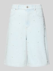 bermudy w tkaninie stylizowanej na denim z perłami od Jake*s Casual - 6