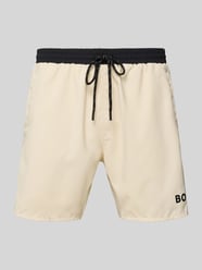 Badehose mit Paspelnaht in Kontrastfarbe Modell STARFISH' von BOSS Beige - 10